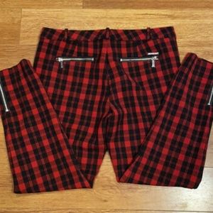 Michael Kors plaid skinny red and black pants